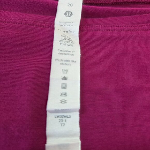 Lululemon Back in Action Short Sleeve Shirt Magenta Purple Womens Plus Size 20 - Picture 8 of 16